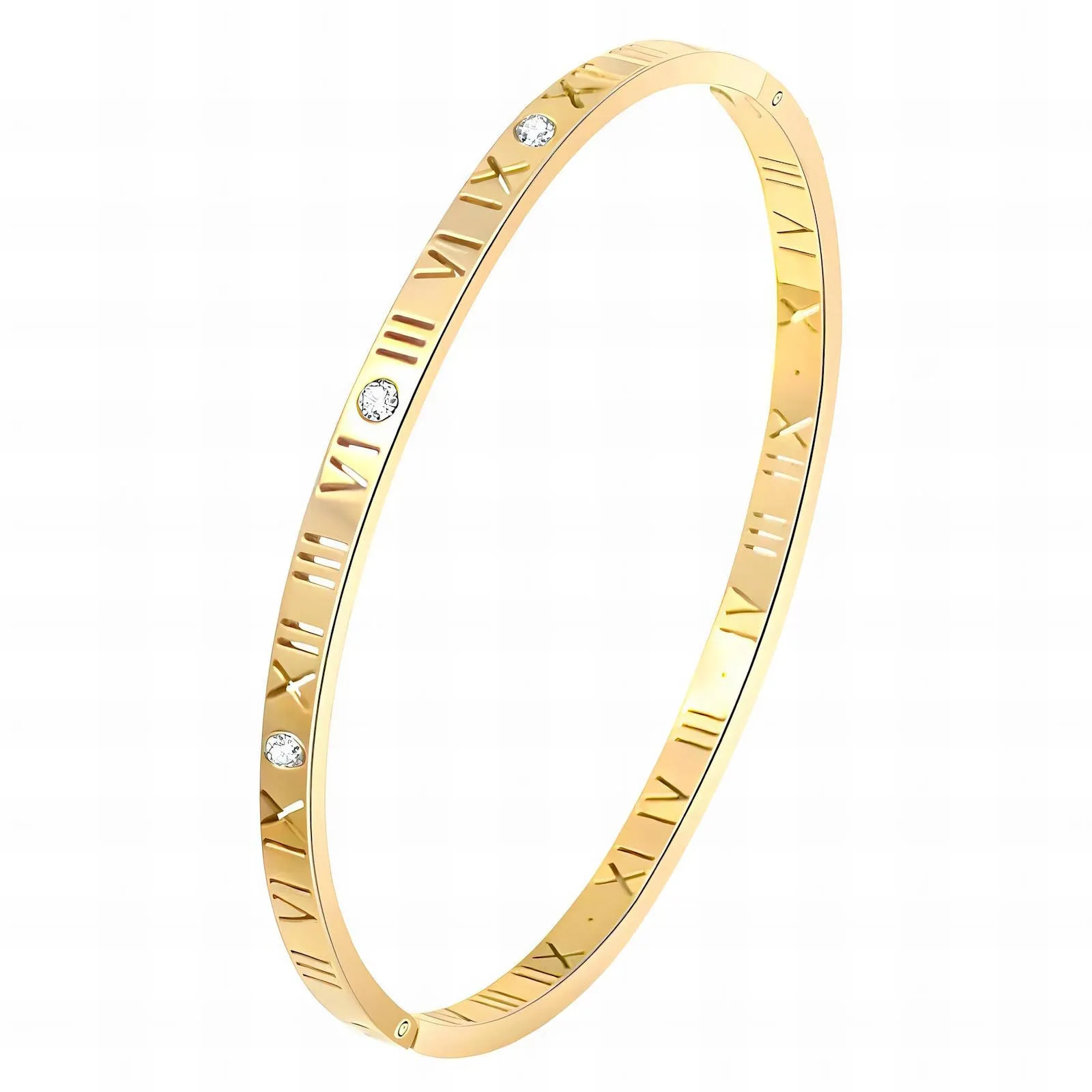 Sleek Roman Bar Bangle – 18K Gold