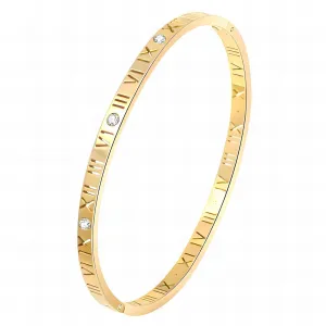 Sleek Roman Bar Bangle – 18K Gold