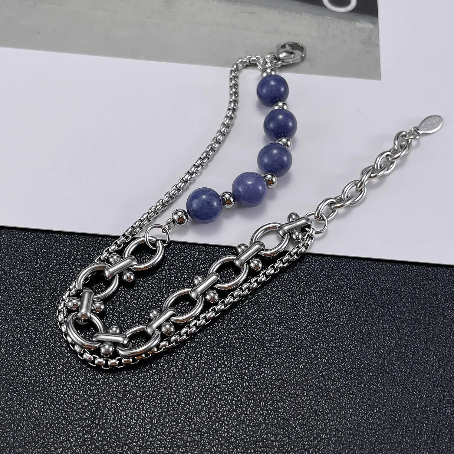 Sleek Stainless Steel Double Layer Chain Bracelet - Timeless Elegance