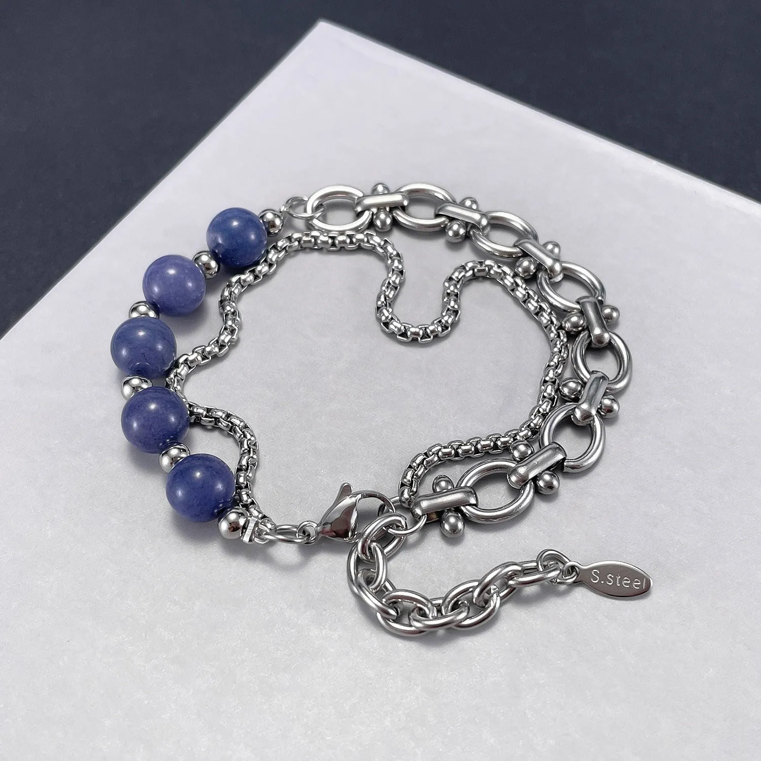 Sleek Stainless Steel Double Layer Chain Bracelet - Timeless Elegance