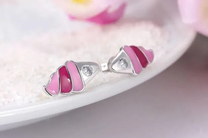 Small Pink Ice Cream Stud Earrings