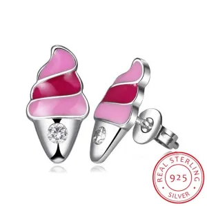 Small Pink Ice Cream Stud Earrings