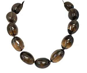 Smoky Quartz Bean-Shaped Beaded Necklace