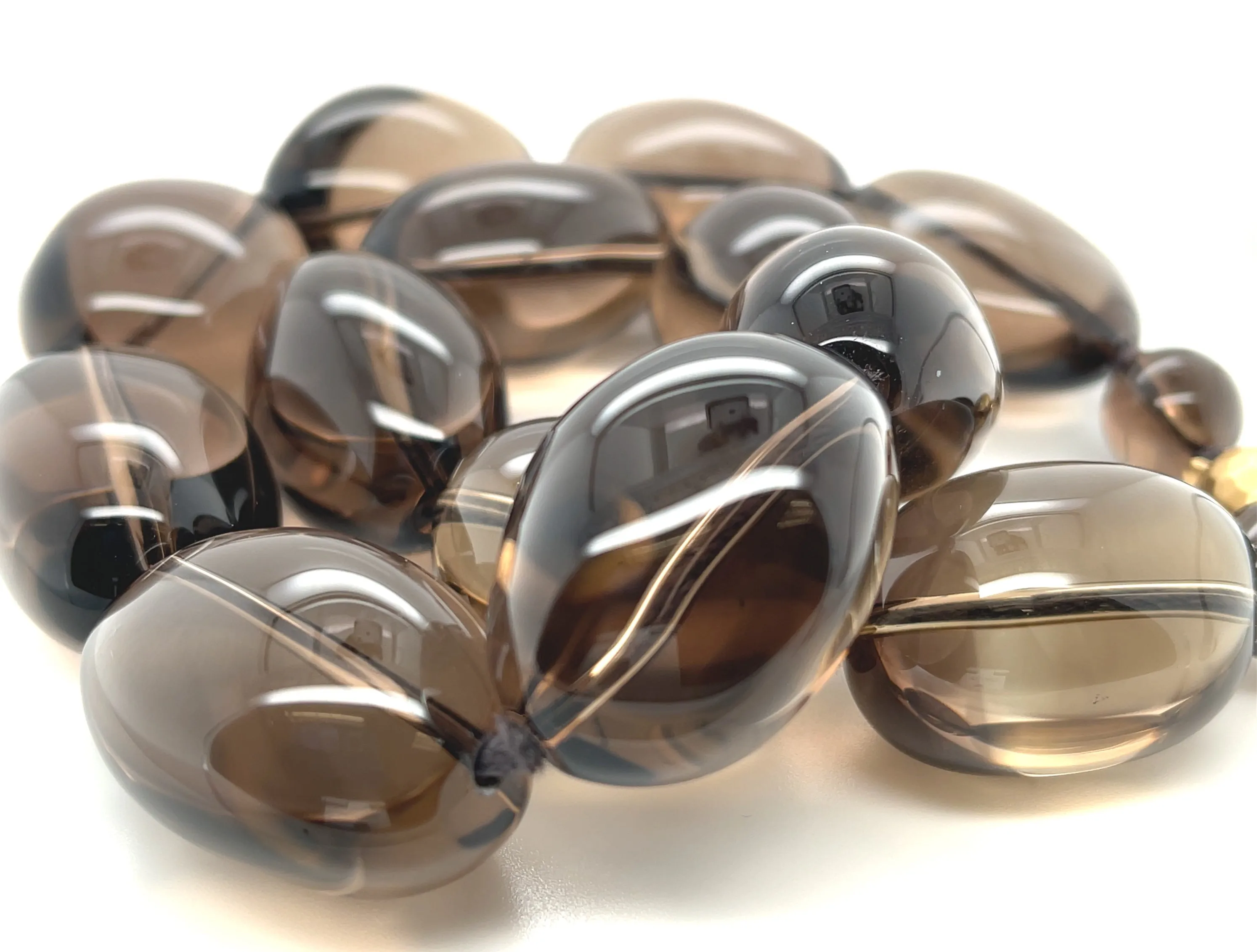 Smoky Quartz Bean-Shaped Beaded Necklace
