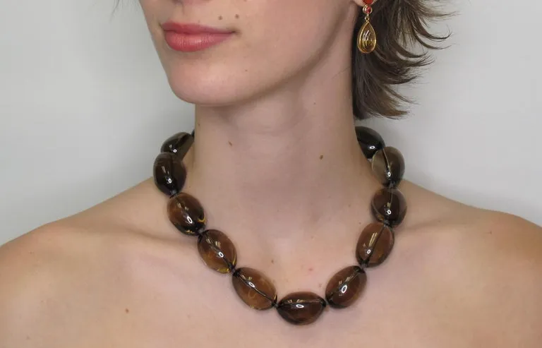 Smoky Quartz Bean-Shaped Beaded Necklace