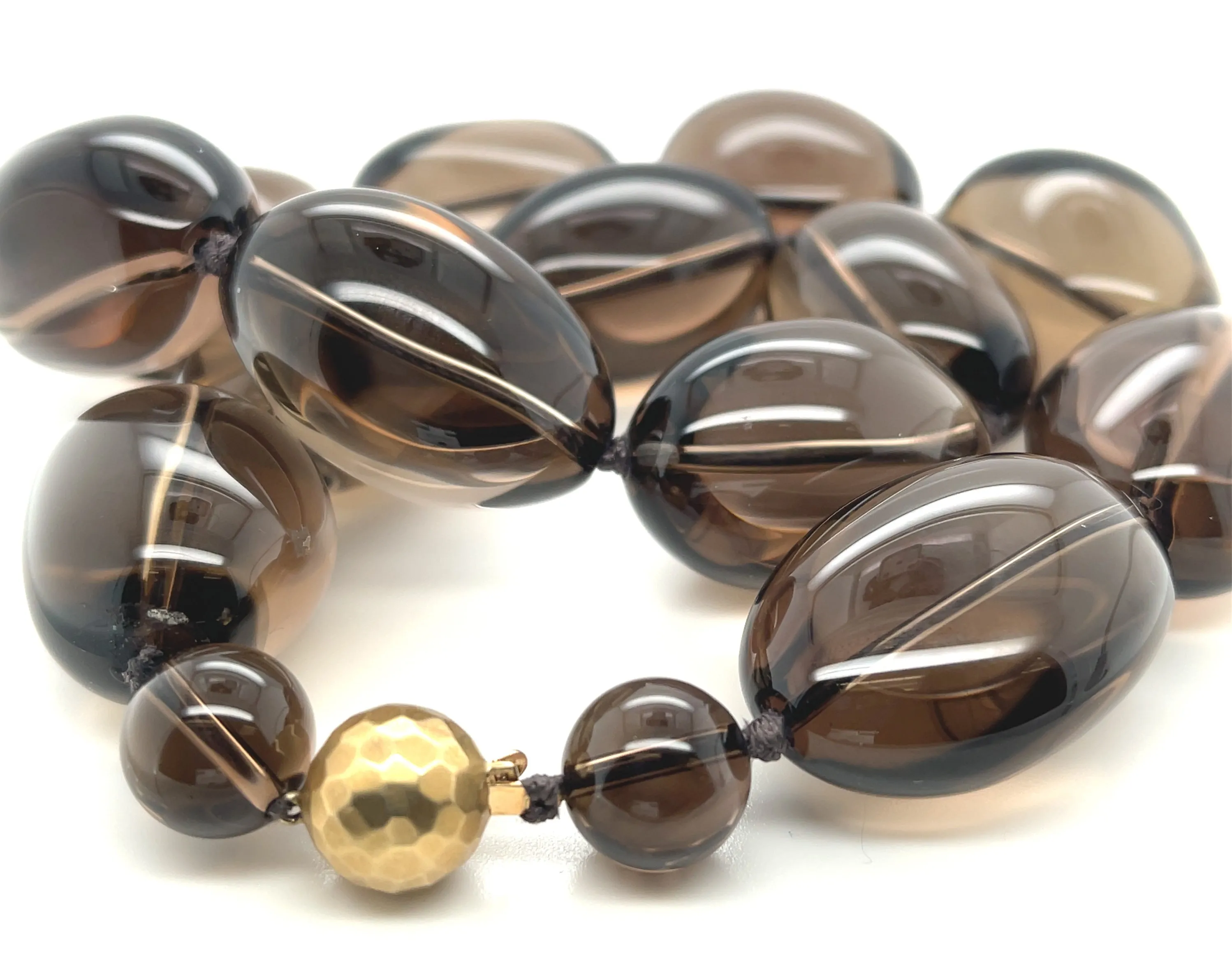 Smoky Quartz Bean-Shaped Beaded Necklace