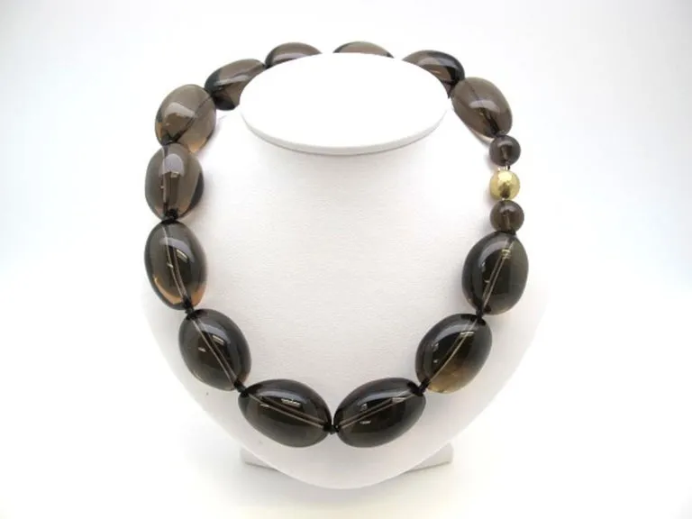 Smoky Quartz Bean-Shaped Beaded Necklace