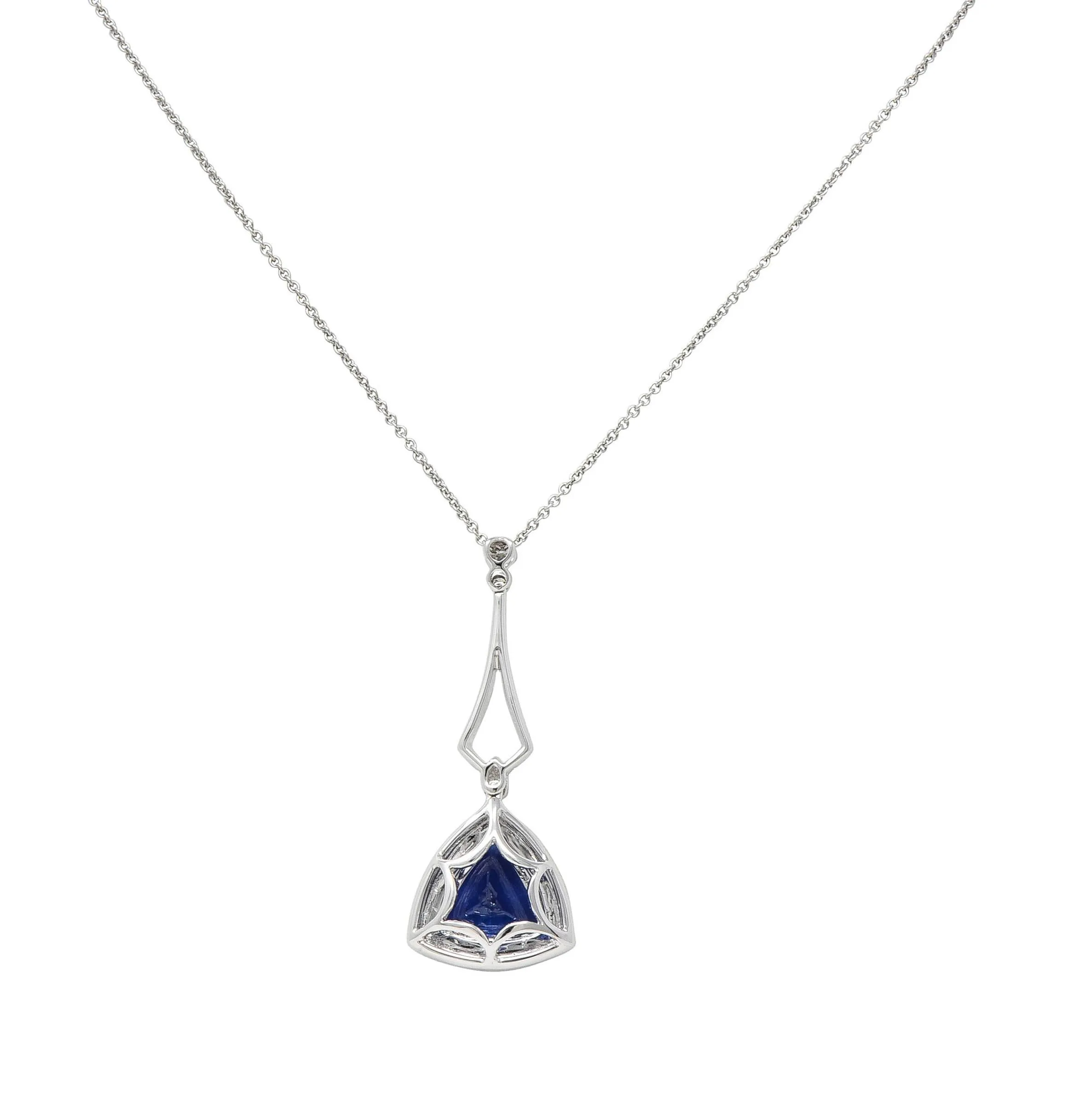 Spark Creations 4.30 CTW Tanzanite Diamond 18 Karat White Gold Pendant Necklace