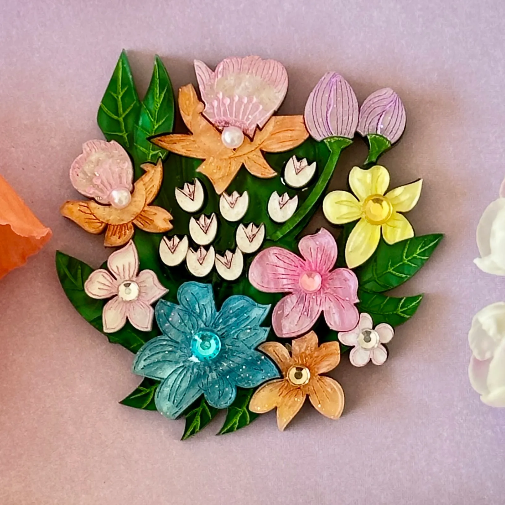 Spring flowers - brooch