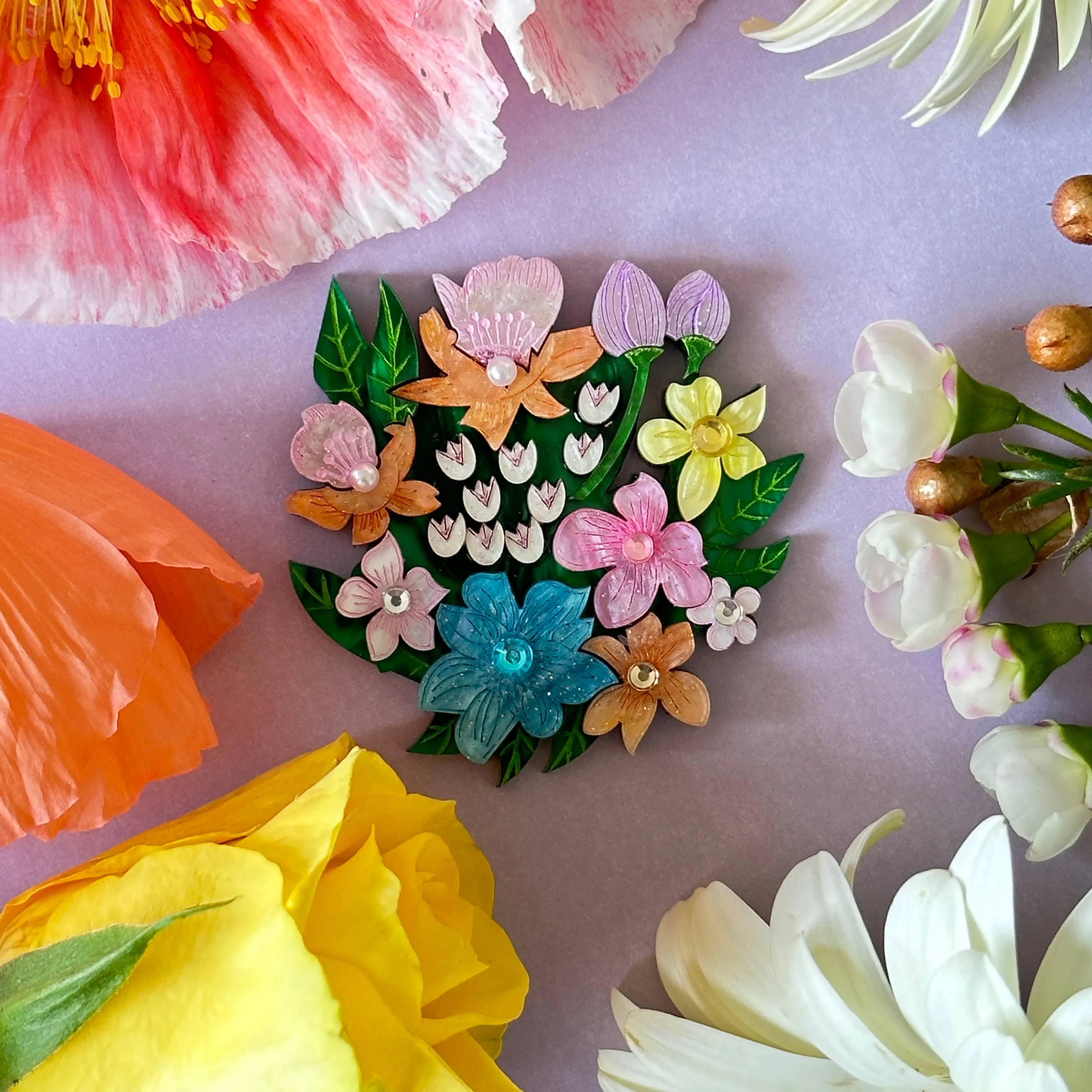 Spring flowers - brooch