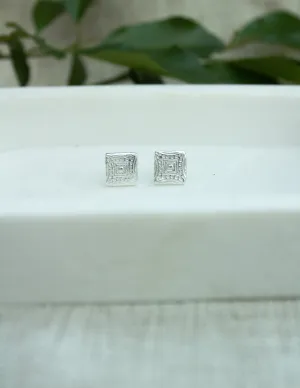 Square geometric pattern stud earrings