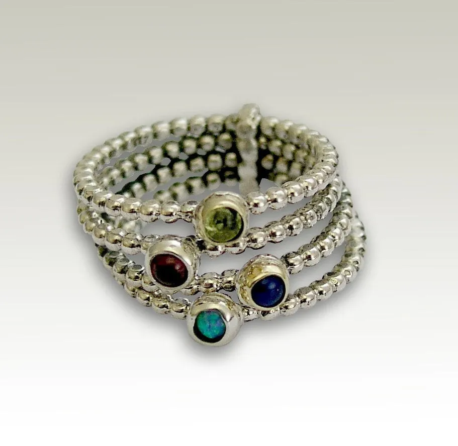 Stacking Birthstones Mothers ring - In your eyes R1606G