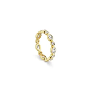 Stacking Motif Band in White Sapphire and Diamond
