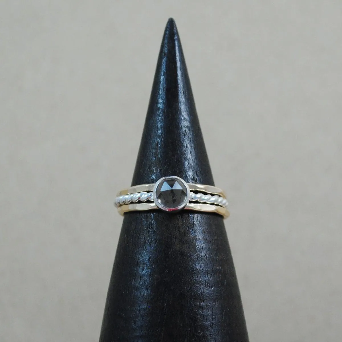 Stacking Rings with Stone - mixed metals