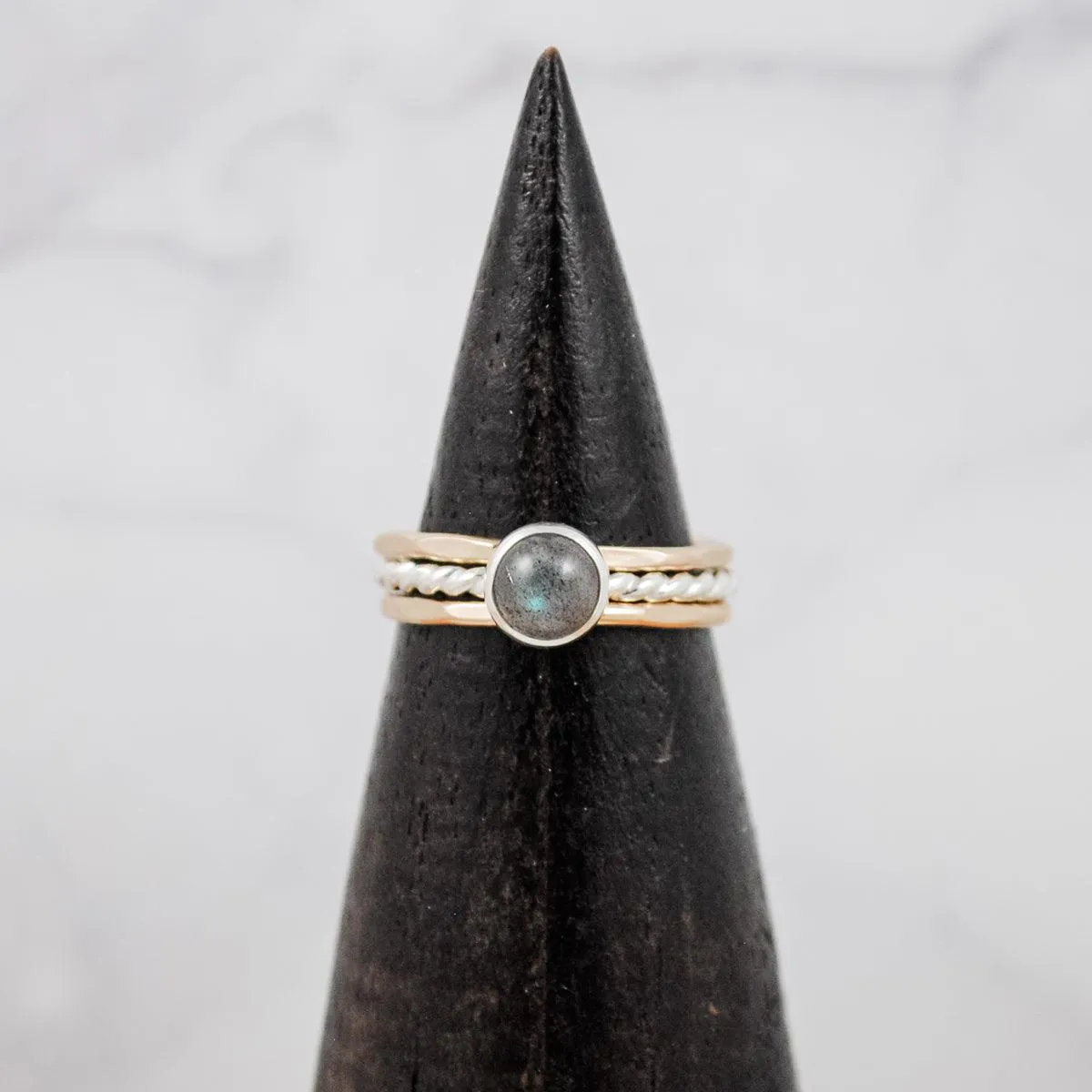 Stacking Rings with Stone - mixed metals