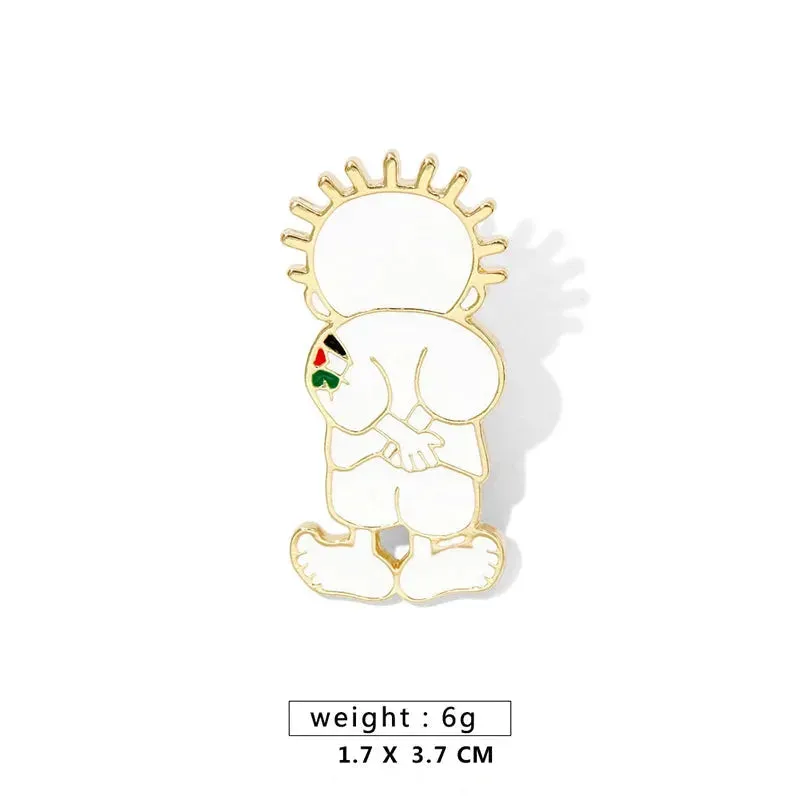 Stainless Steel Geometric Handala Boy Brooch Pin Badge Watermelon Backpack Personalized Charm Jewelry Accessories for Women Men