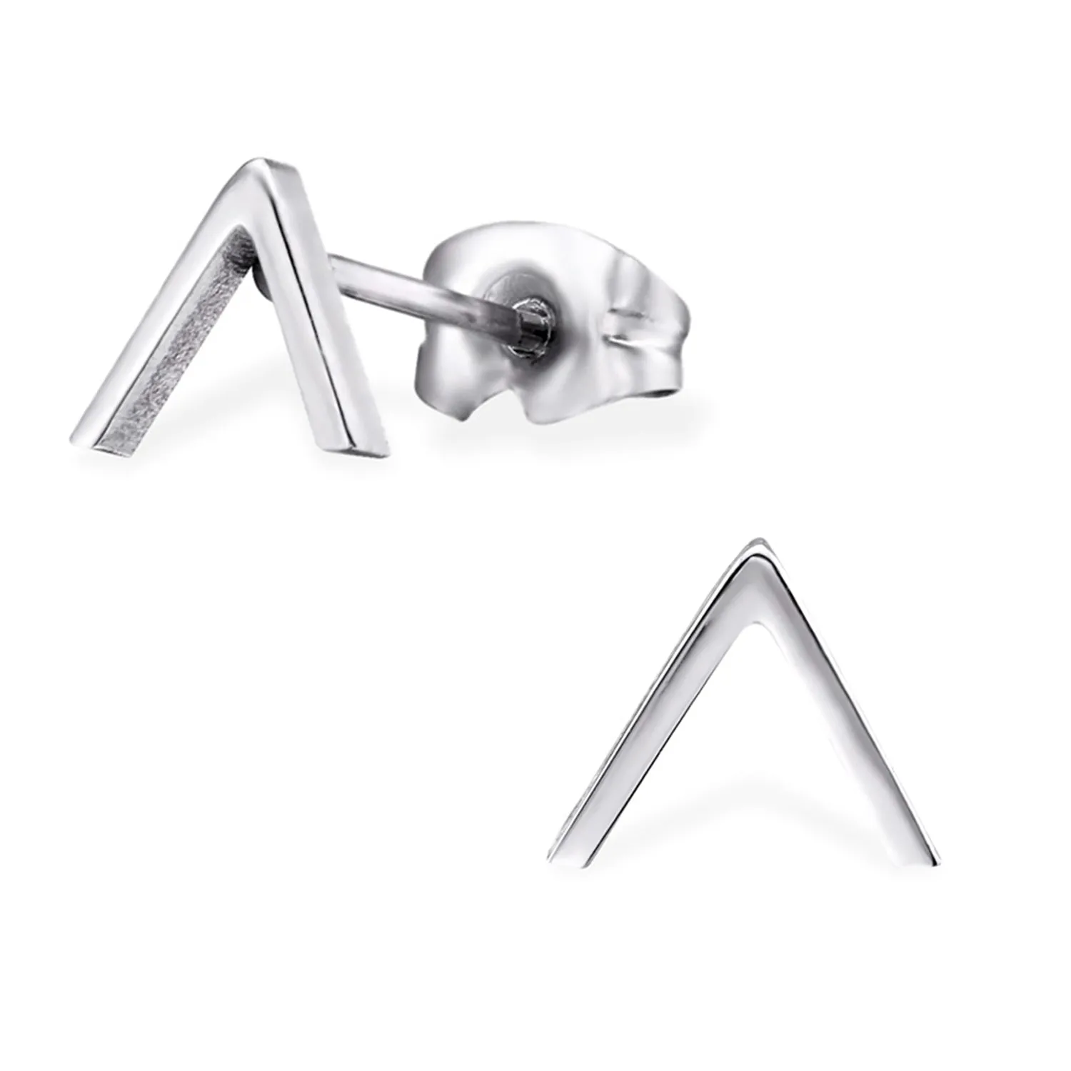 Stainless Steel Minimalist Chevron Triangle Stud Post Earrings