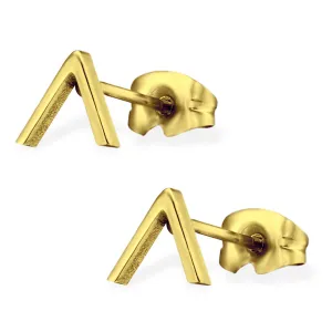 Stainless Steel Minimalist Chevron Triangle Stud Post Earrings