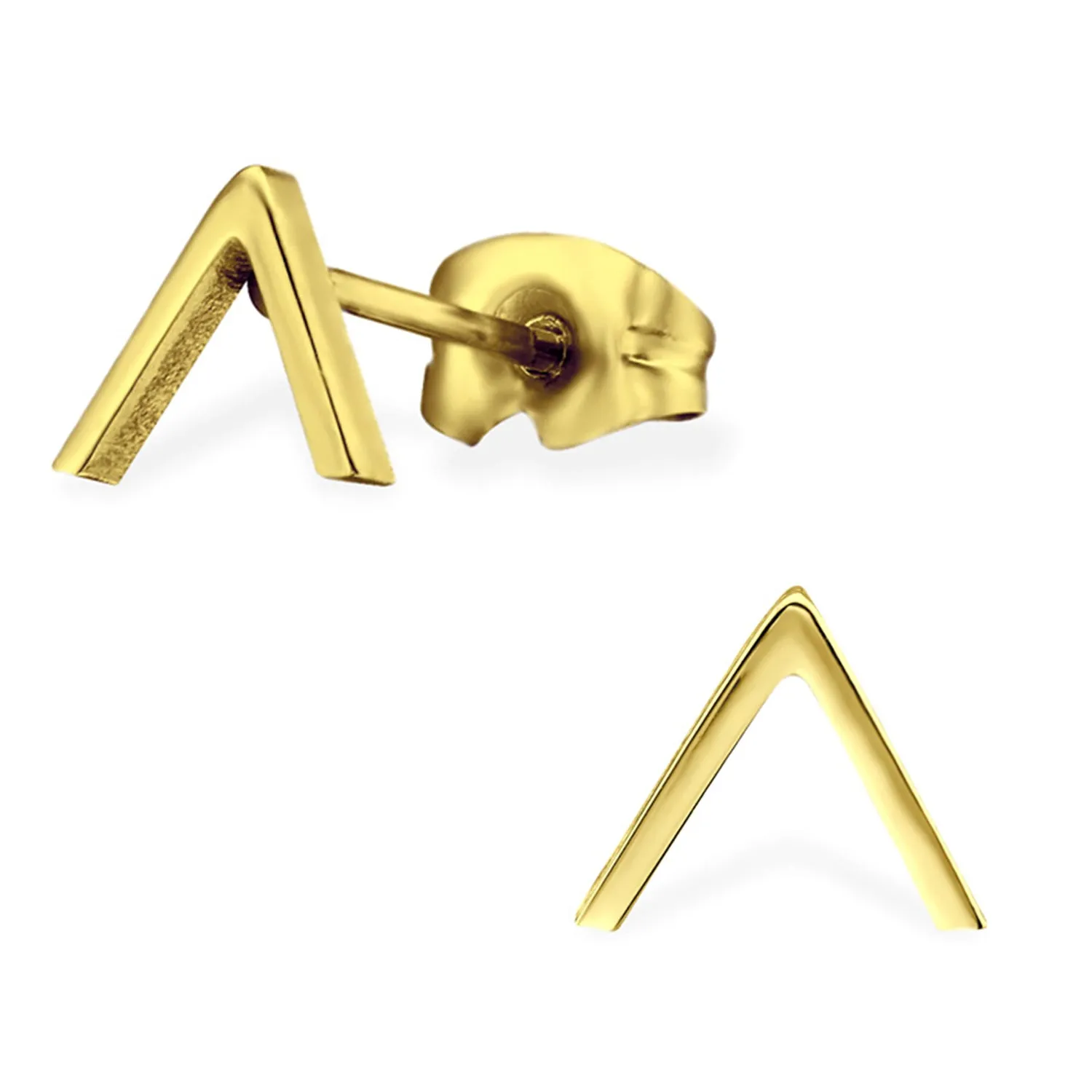 Stainless Steel Minimalist Chevron Triangle Stud Post Earrings