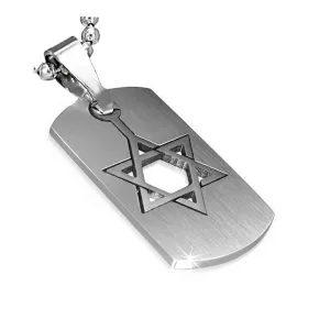 Stainless Steel Silver-Tone Religious Jewish Star of David Pendant Necklace