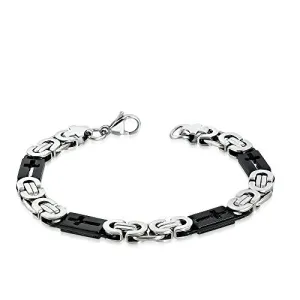 Stainless Steel Tw-Tone Religious Cross Men's Bracelet, 9"