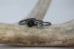 Star Diopside Floral Stacking Ring Set