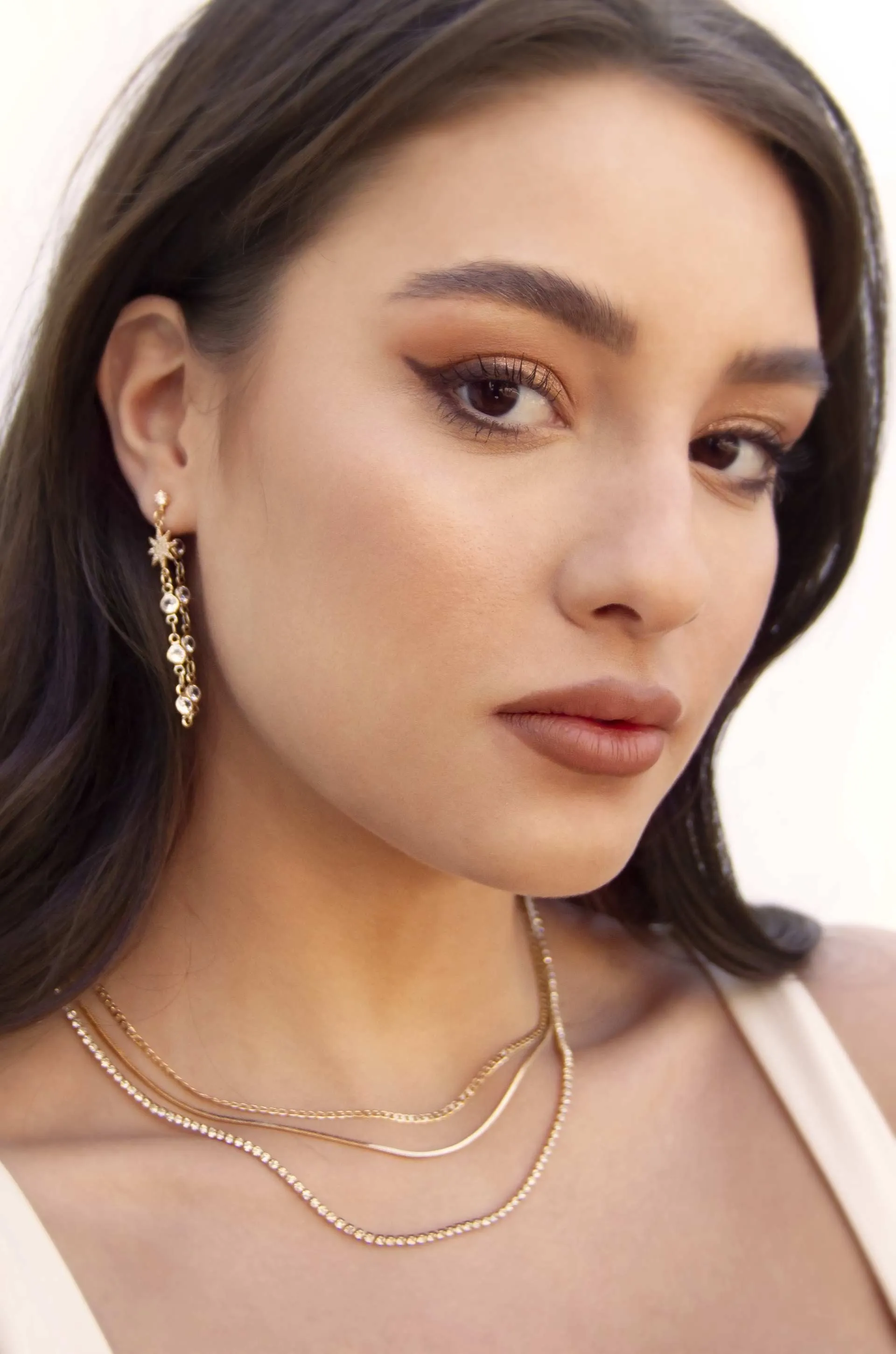 Starburst Crystal Chain Dangle Earrings