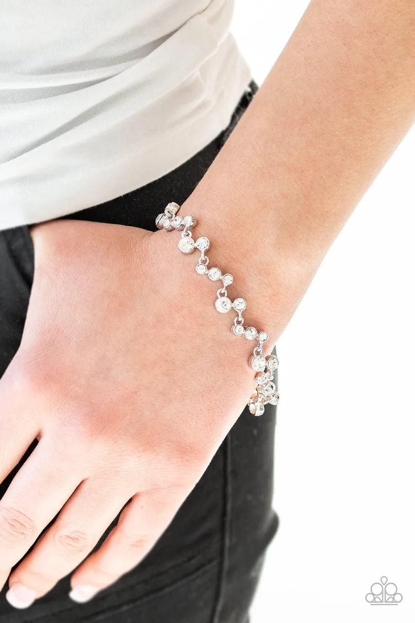 Starlit Stunner - White - Rhinestone Paparazzi Lobster Claw Bracelet