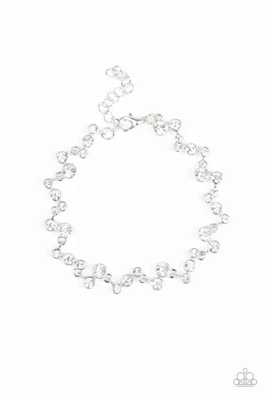 Starlit Stunner - White - Rhinestone Paparazzi Lobster Claw Bracelet