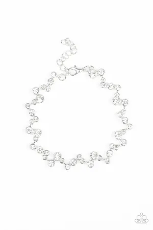 Starlit Stunner - White - Rhinestone Paparazzi Lobster Claw Bracelet