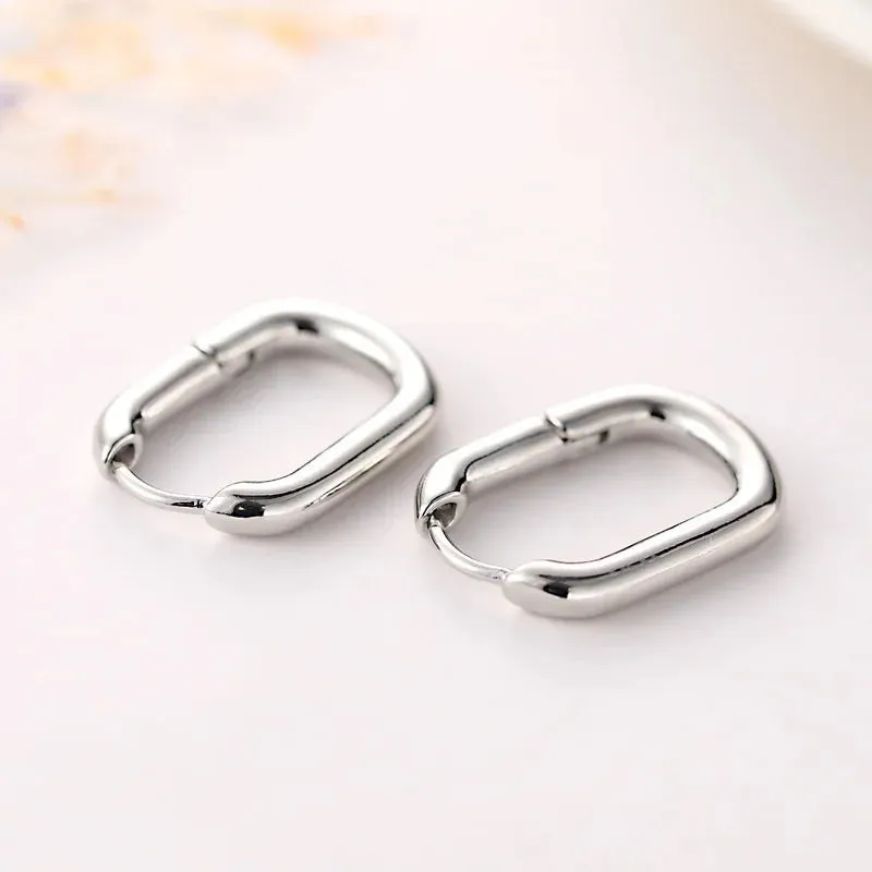 Statement Minimalist Gold Silver Color Mixed Solid Heart Pendant Hoop Earrings Street Style Korean Fashion Jewelry
