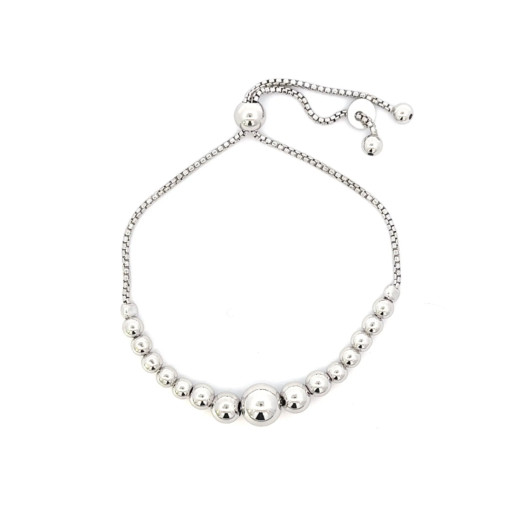 Sterling Silver Ball Bead Slider Bracelet