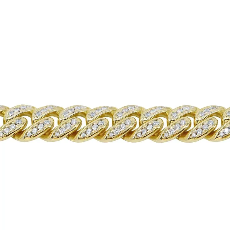 Sterling Silver Gold (8mm) Miami Cuban Cubic Zirconia Hip Hop Bracelet 8.5"