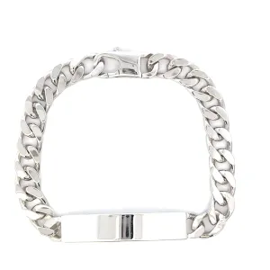 Sterling Silver Heavy Curb Link ID Bracelet 21cm SBR023