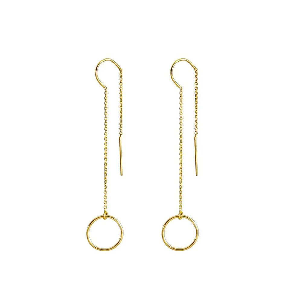 Sterling Silver Long Ear Threaders Minimalist Chain Earrings