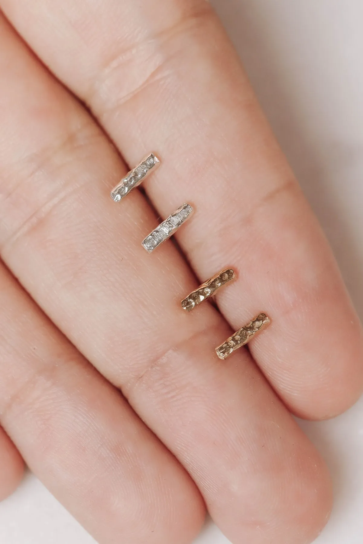 Sterling Silver Textured Linear Stud Earrings