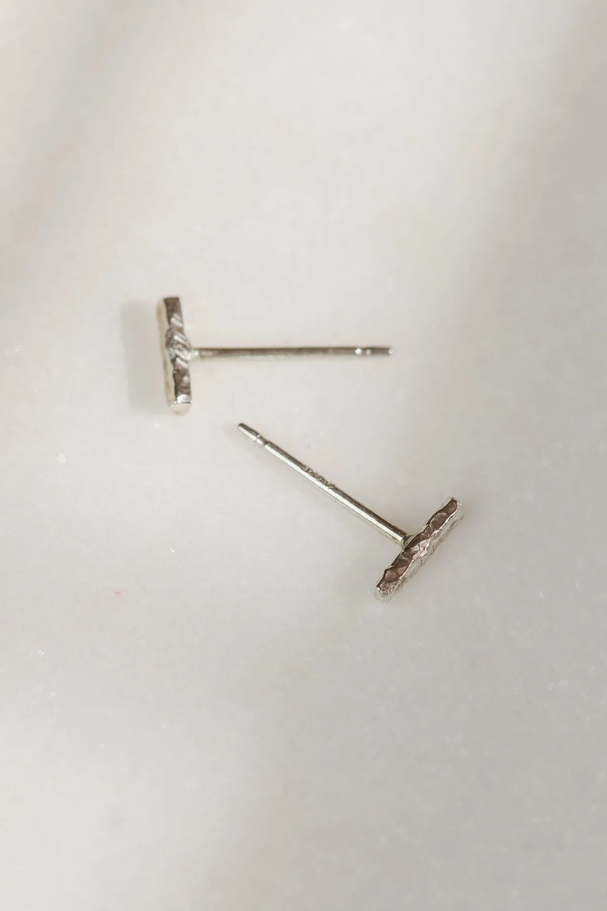 Sterling Silver Textured Linear Stud Earrings