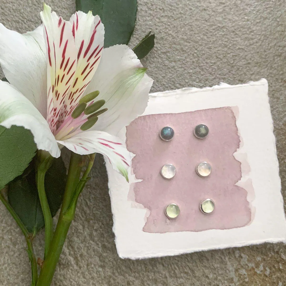 Stone Studs - sterling silver