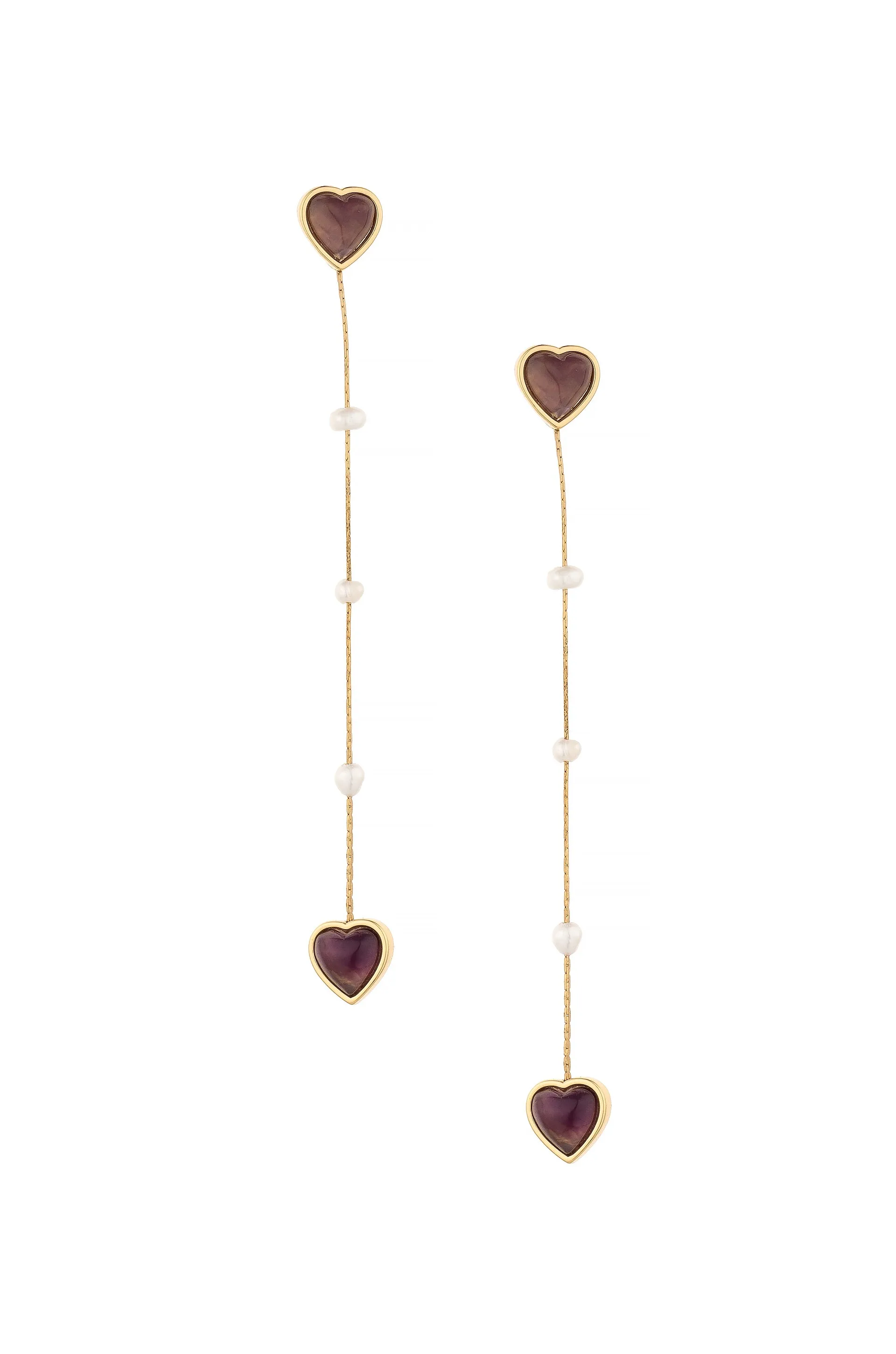 Stoned Heart Drop Earrings