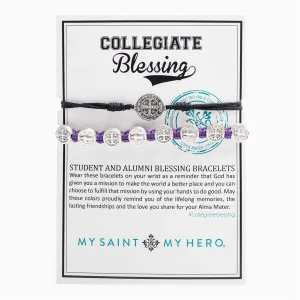 Student & Alumni Blessing Bracelets Silver Medal on Black and Purple Cords