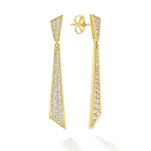 Studio 18K Gold Linear Drop Diamond Earrings