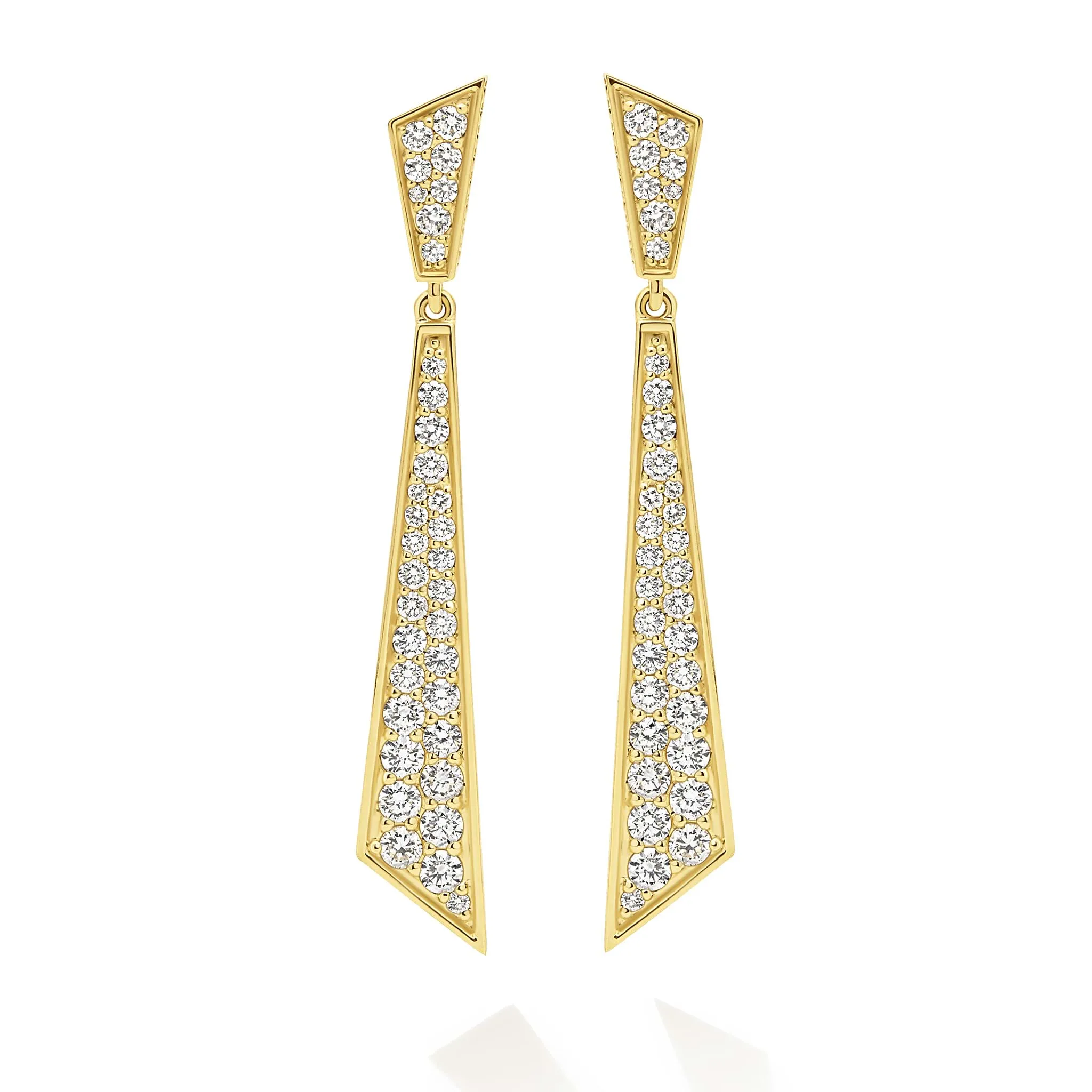 Studio 18K Gold Linear Drop Diamond Earrings
