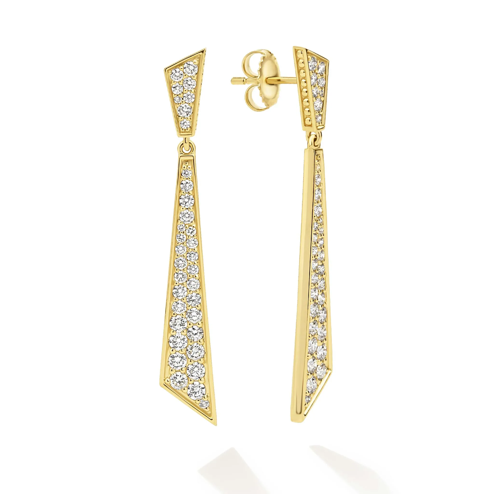 Studio 18K Gold Linear Drop Diamond Earrings