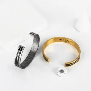 Stylish Open Cuff Stainless Steel Bracelet with Teeth Pattern