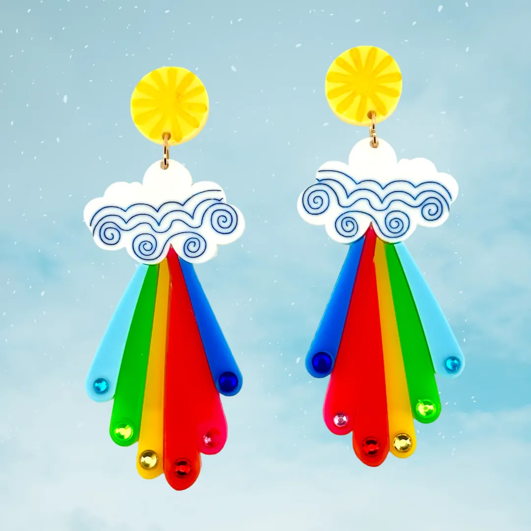 Sunburst Rainbow  ☀️ 🌈 - earrings