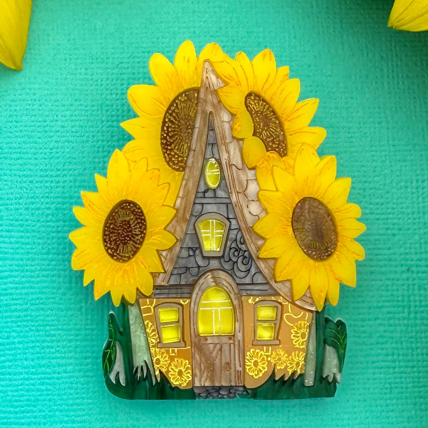 Sunflower cottage 🌻 - brooch - Set of 2