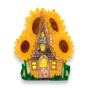 Sunflower cottage 🌻 - brooch - Set of 2