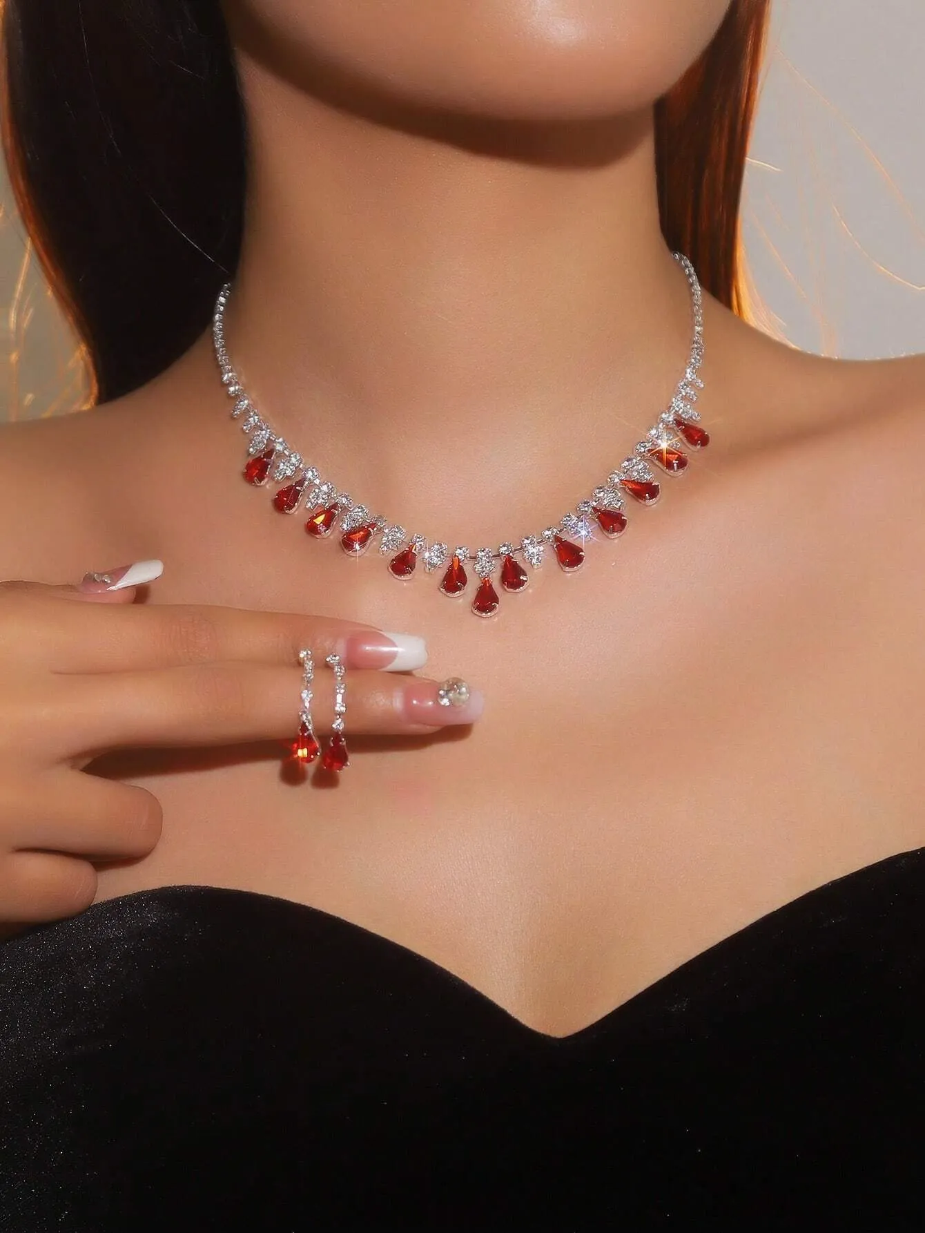 Supra Diamanto Gorgeous-Luxury Shining Bling Crystal Rhinestone Necklace Earrings Set Wedding Party Jewelry 3 In 1