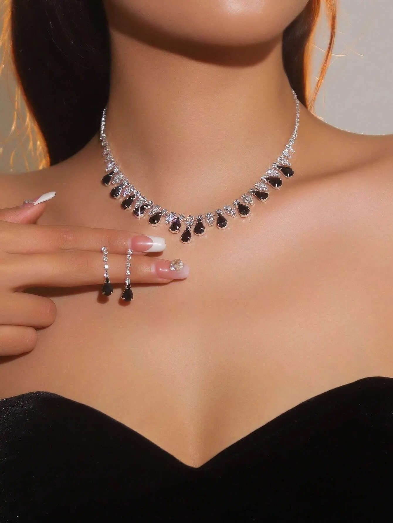 Supra Diamanto Gorgeous-Luxury Shining Bling Crystal Rhinestone Necklace Earrings Set Wedding Party Jewelry 3 In 1