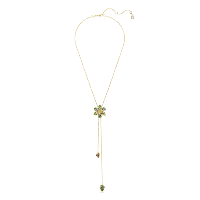 Swarovski Idyllia Y pendant Mixed cuts Flower Multicolored Gold-tone plated
